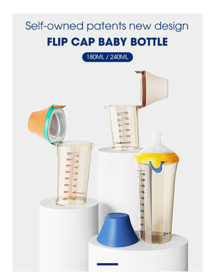 Baby Triangle 8 Oz 240ml BPA Free Feeding Bottles Anti Colic Flip Cap Wide Neck