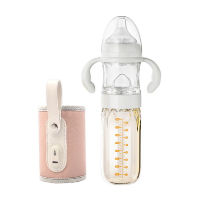 USB Insulation Baby Bottle Warmer Glass Travel Feeding Set With Adjustment Temperature Quick Flush Milk Cute Baby bottle