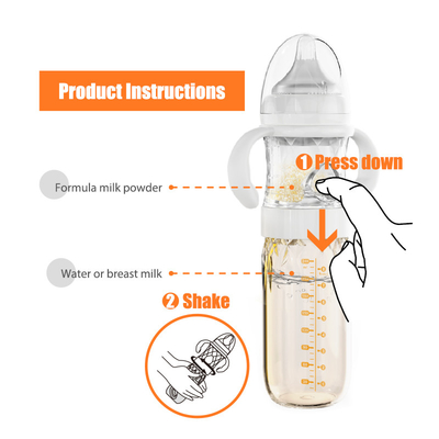 Travel Dispenser Formula Mixing Baby Bottle 8oz BPA Free Medium Flow