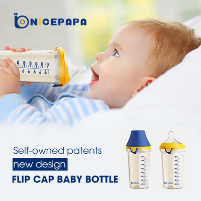 Anti Colic Flip Cap Baby Bottle 240ml Plastic PPSU Blue Feeding Bottles