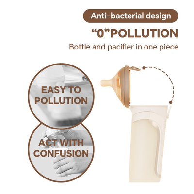 Flip-cap Anti-Drop Soft Silicone Baby milk Bottle with Natural Response Nipple (Round Hole S Code)