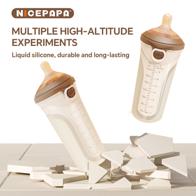 Flip-cap Anti-Drop Soft Silicone Baby milk Bottle with Natural Response Nipple (Round Hole S Code)