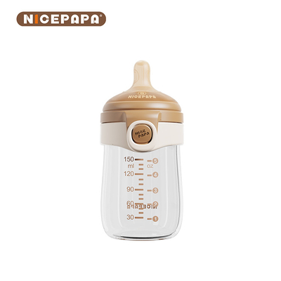 Off-Center Non-Threaded For Easy Cleaning Glass Flip-cap Baby Bottles Newborn Product Slow velocitys