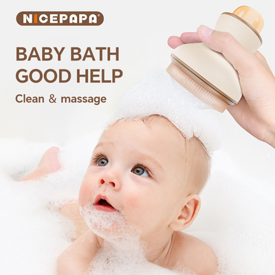 Liquid Storage Smooth Foam ＆ Baby Bath Shampoo Brush Combination Product Food Grade Silicone Soft Cleaning Maassage